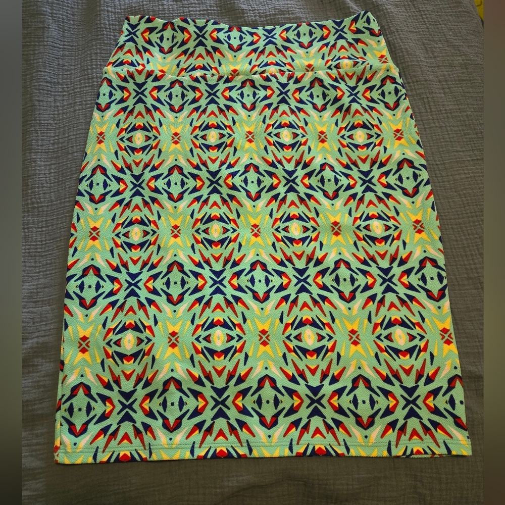 NWOT Lularoe Cassie Pencil Skirt Aztec Print Knee Length Sz XL